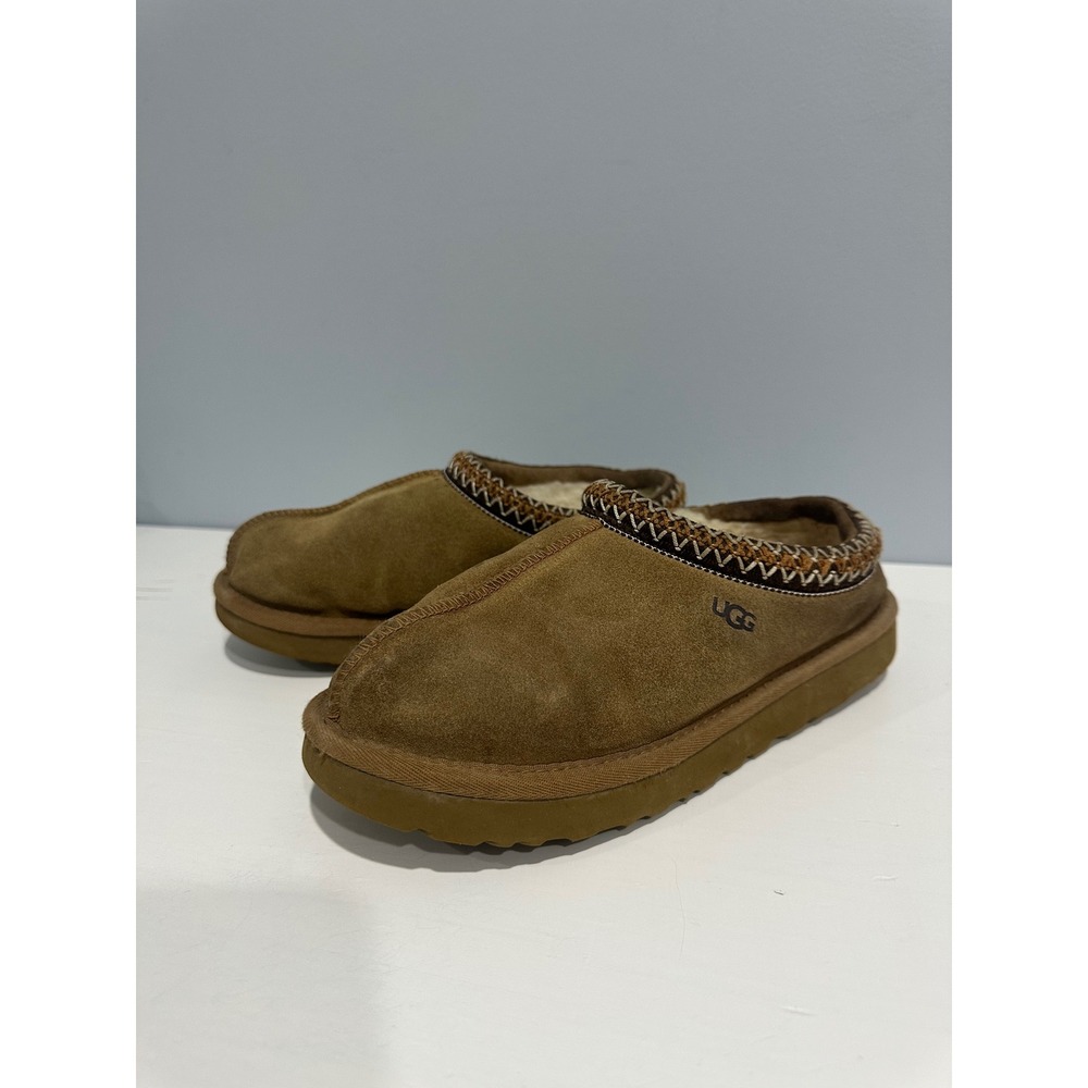 UGG Tasman Chestnut Suede Slippers Women 8 Sheepskin Lining 5955